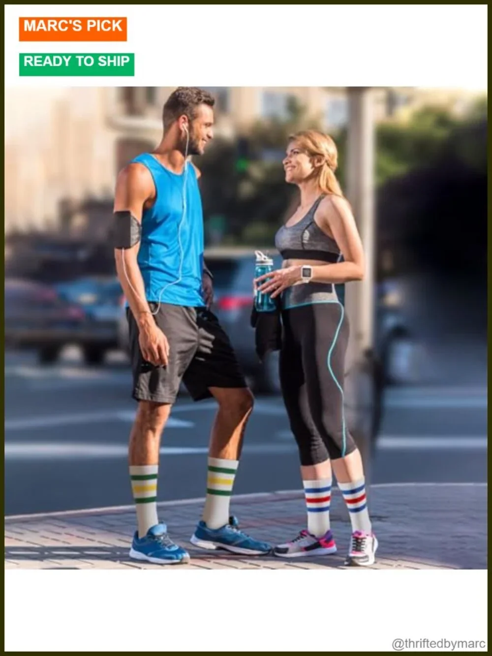 5 Pairs Striped Crew Socks Cotton Cushioned Athletic Running Socks for Men